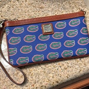 Dooney & Bourke Blue and Brown Gator Print Wristlet